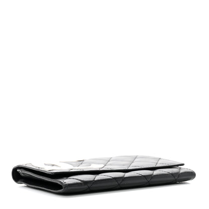 Chanel Calfskin Quilted Cambon Flap Wallet Black White 4 of 8
