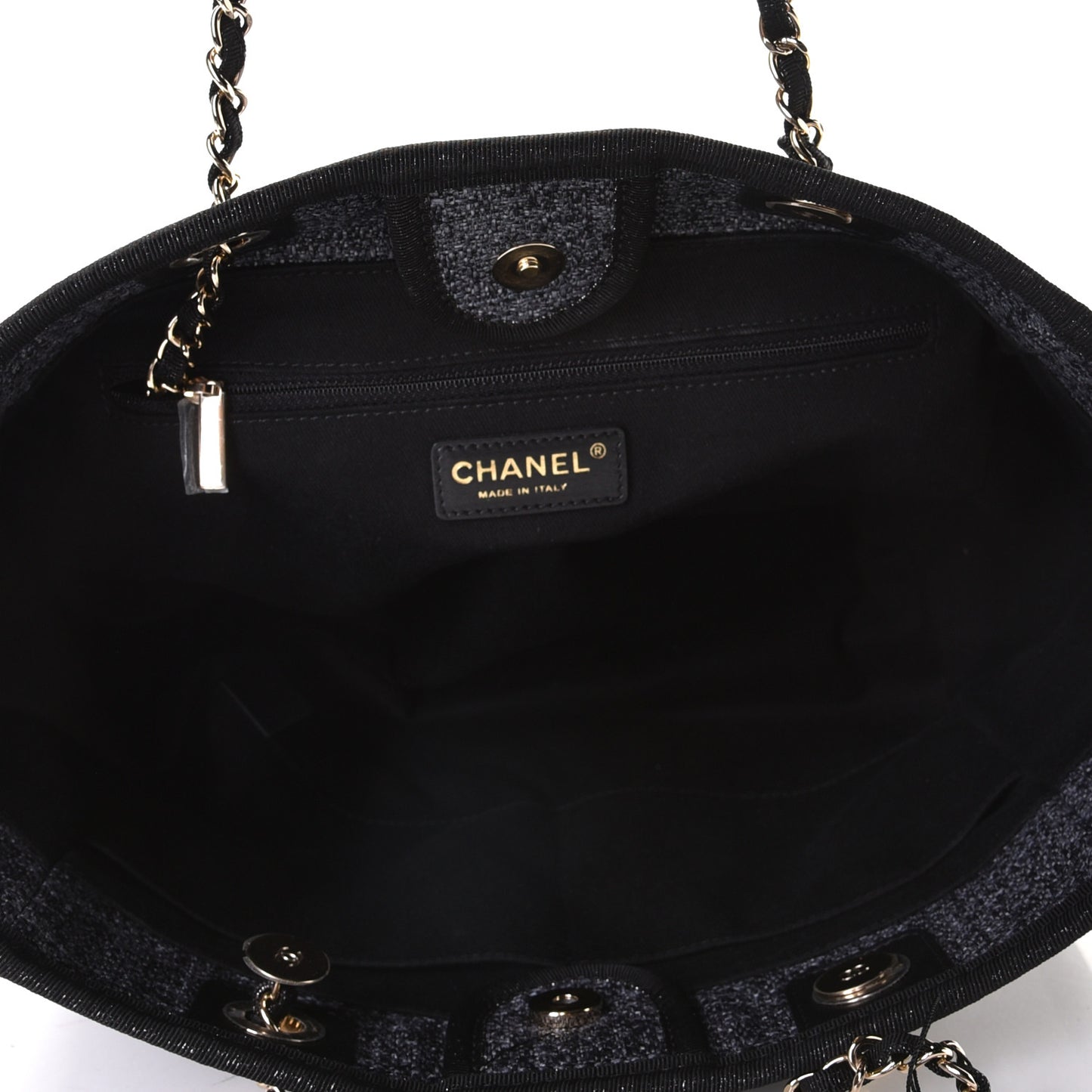 Lurex Boucle Small Deauville Tote Black