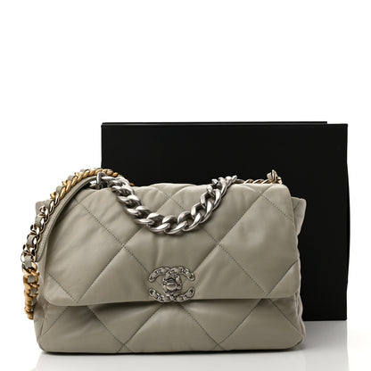 Chanel Lambskin Quilted Large Chanel 19 Flap Grey 10 of 10