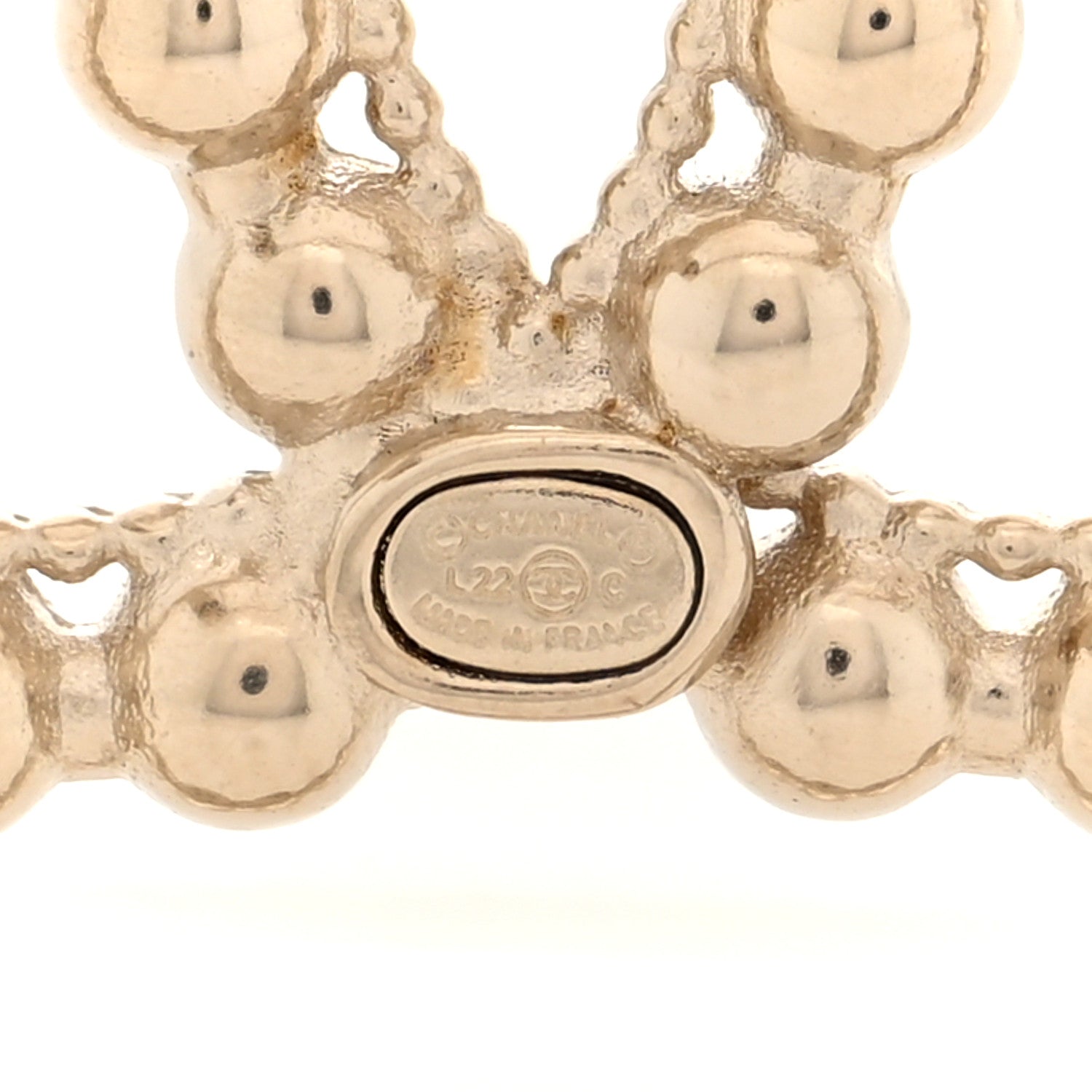 Chanel Metal Bead CC Round Brooch Gold 3 of 4