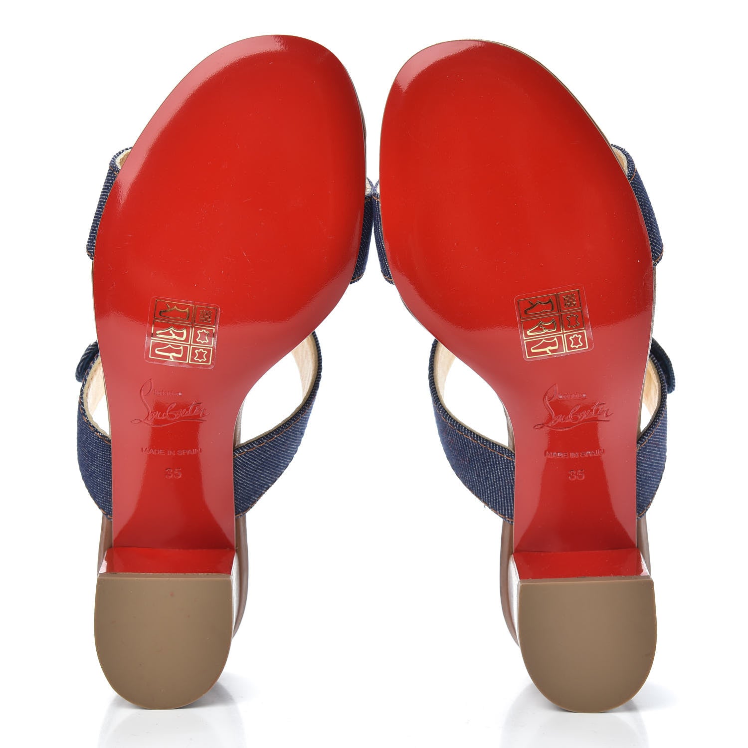 Christian Louboutin Denim Calfskin Sandenim Double Strap Sandal 35 Blue 5 of 7