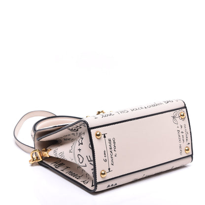 Dolce & Gabbana Calfskin Graffiti Printed Welcome Satchel White Black 5 of 9
