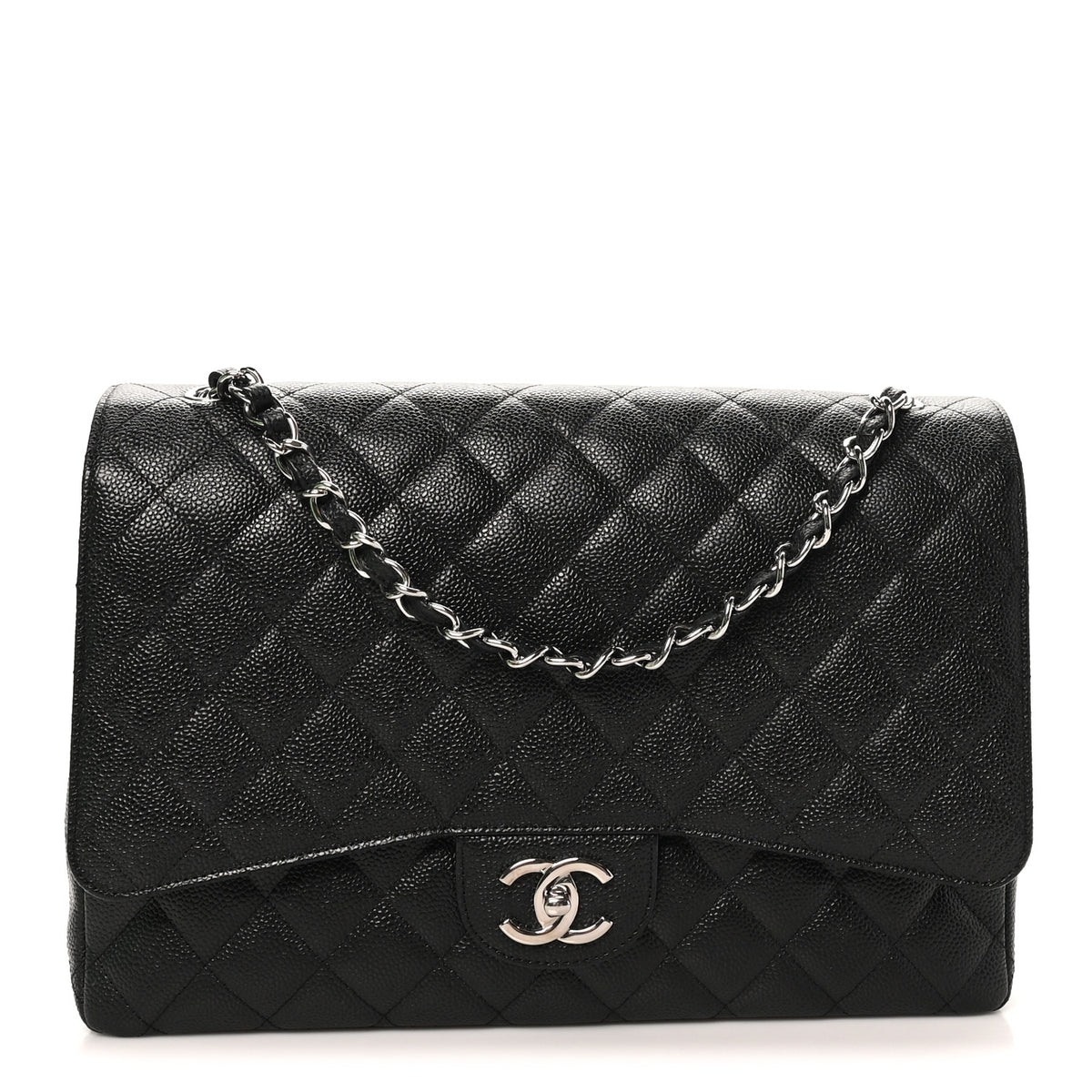Caviar Quilted Maxi Double Flap Black