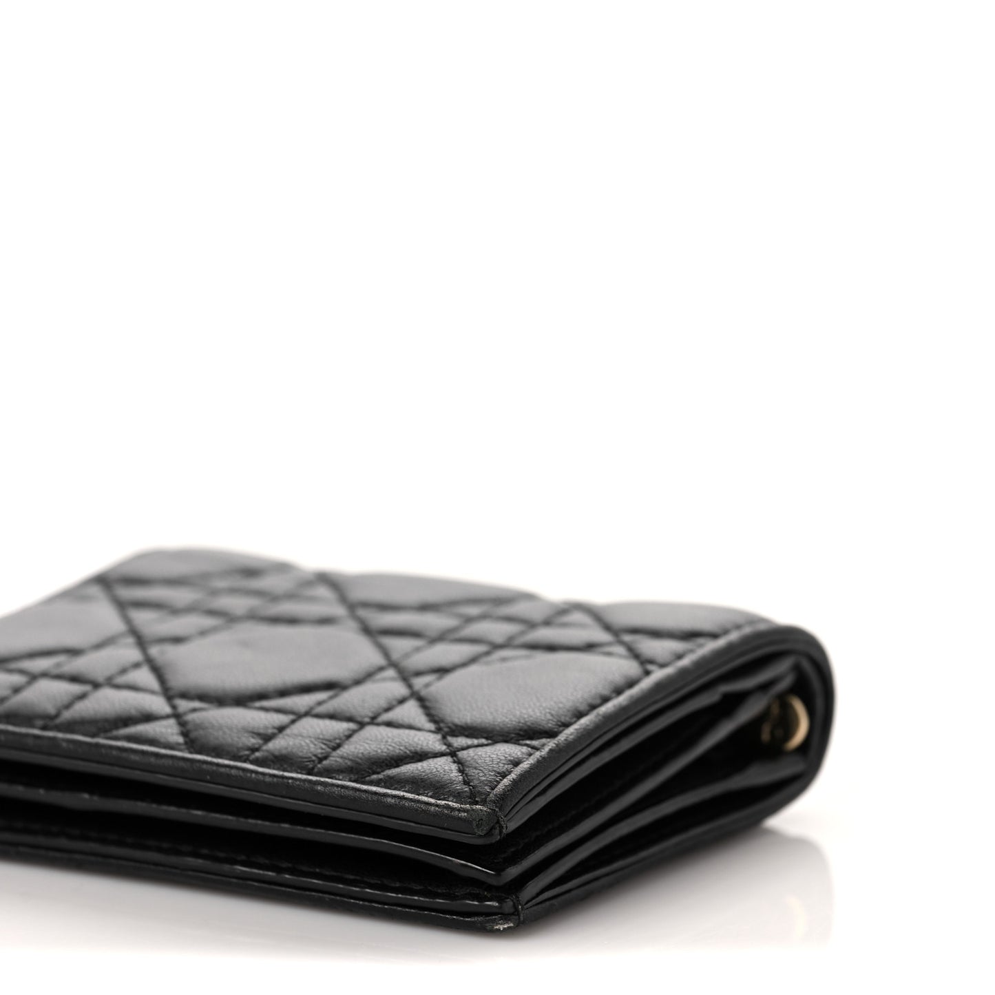 Lambskin Cannage Mini Lady Dior Wallet Black