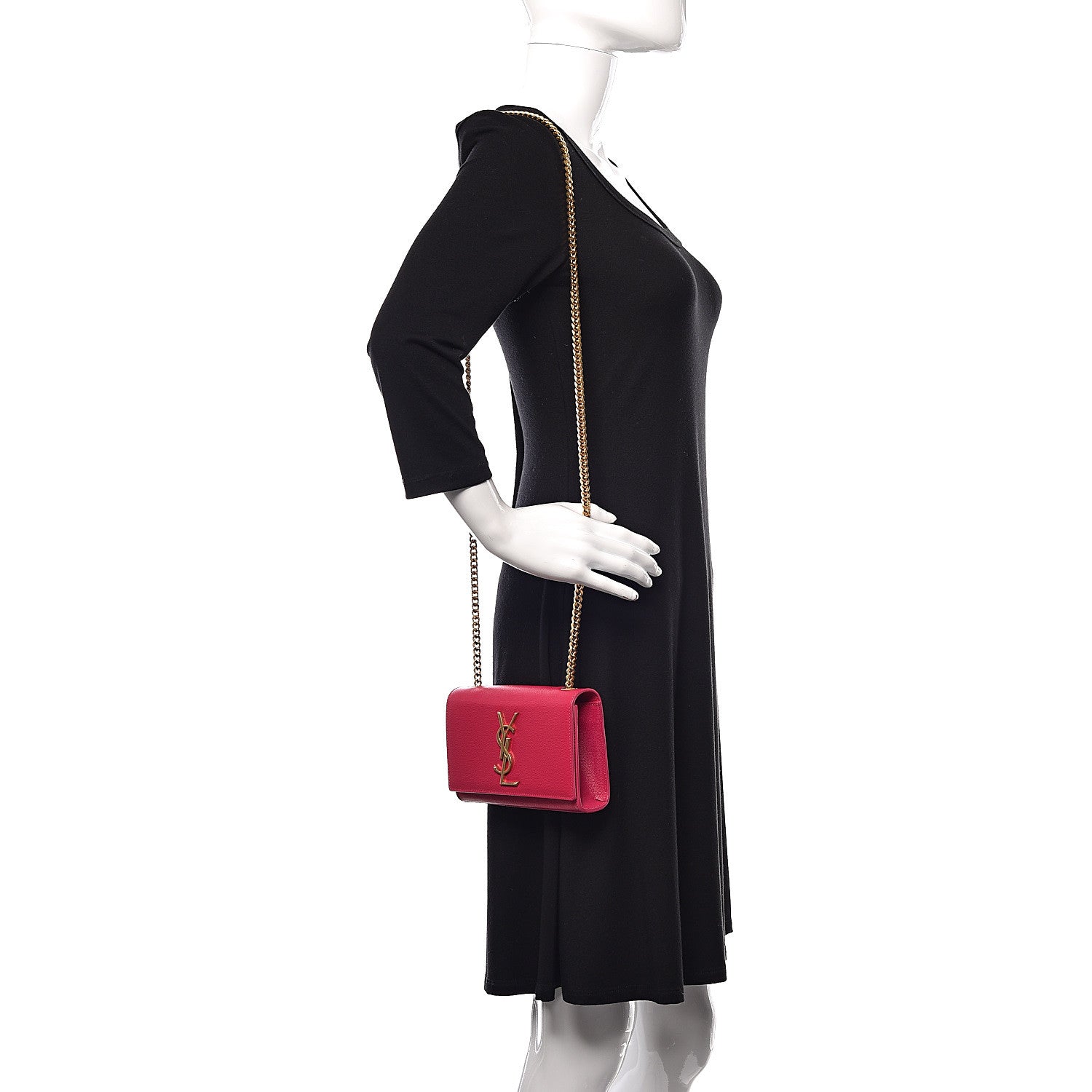 Saint Laurent Grain De Poudre Small Monogram Kate Satchel Bubblegum 2 of 11