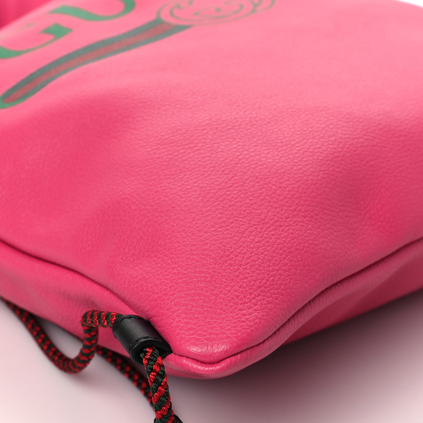 Grained Calfskin Logo Drawstring Backpack Box Pink Green Black