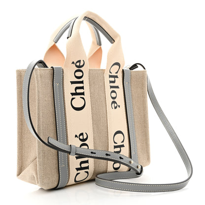Chloe Cotton Calfskin Small Woody Ribbon Tote With Strap Light Blue 3 of 10