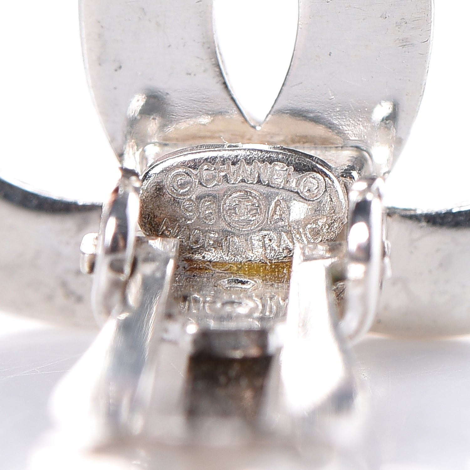 Chanel CC Clip On Earrings Silver 4 of 4