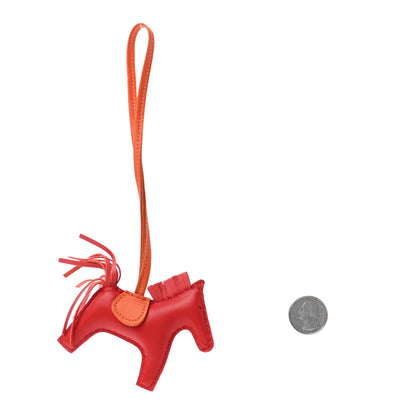 Hermes Milo Lambskin Grigri Rodeo Horse Bag Charm PM Rouge Rose Indien Jaipur Feu 2 of 3