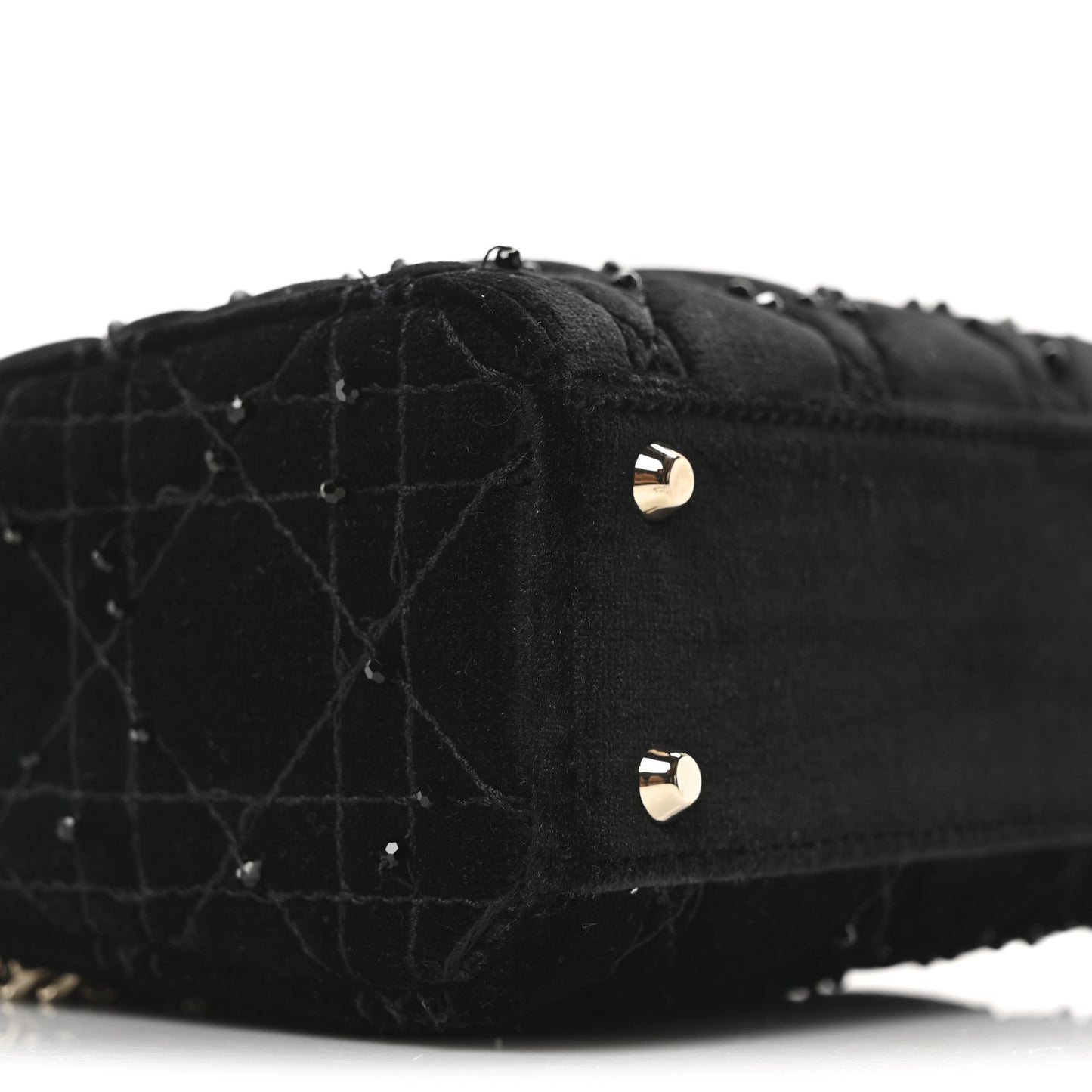 Velvet Beaded Mini Lady Dior Black