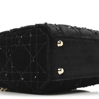 Christian Dior Velvet Beaded Mini Lady Dior Black 8 of 9