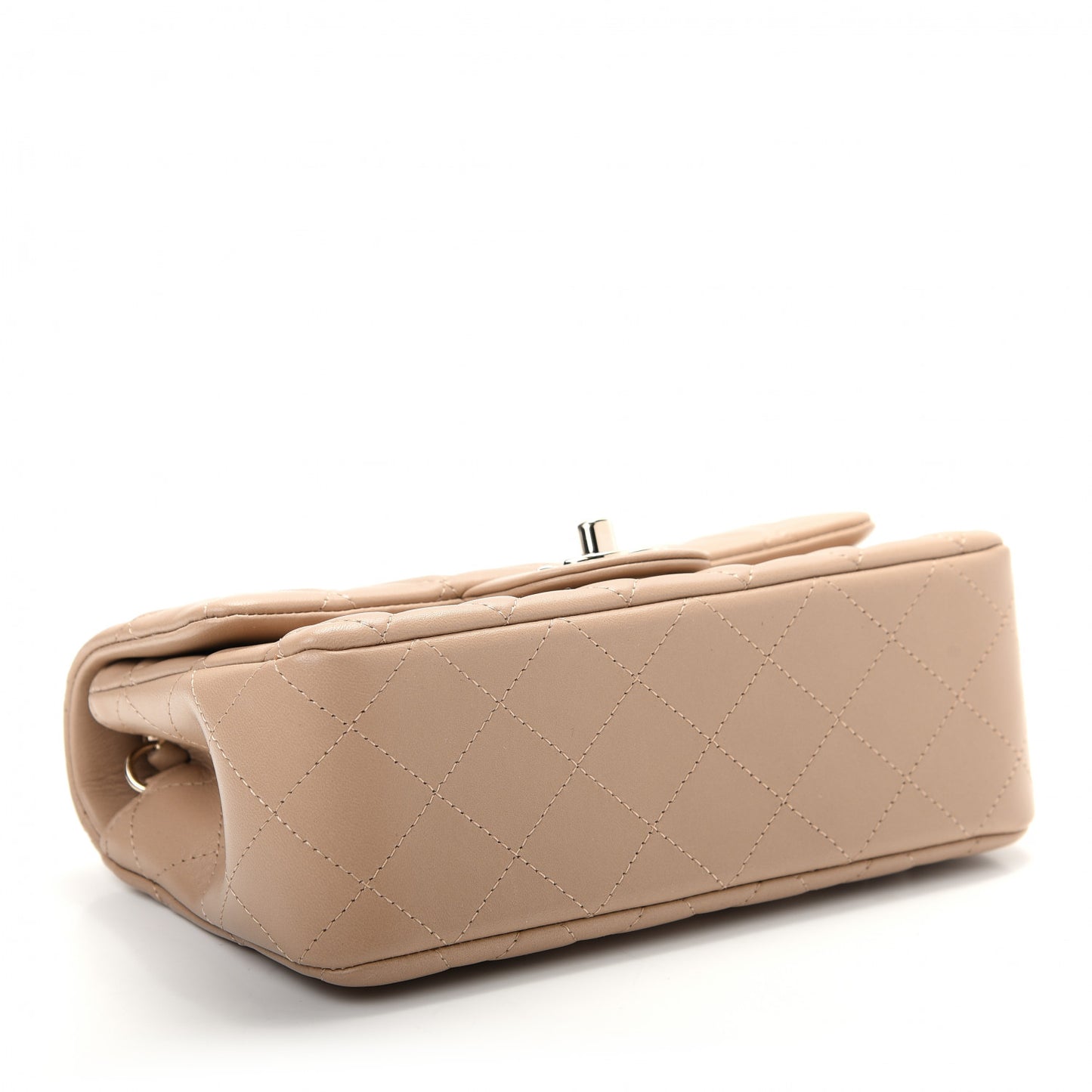Lambskin Quilted Mini Rectangular Flap Dark Beige