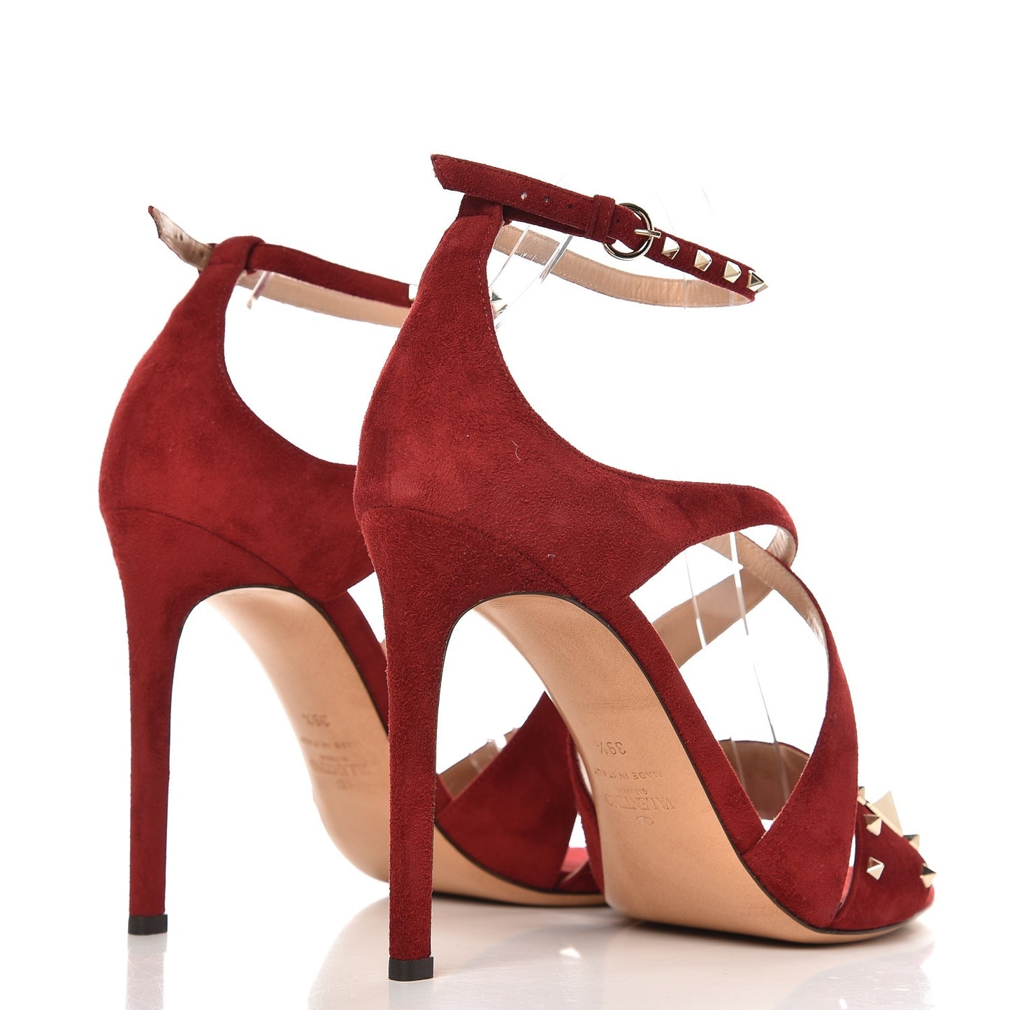 Suede Rockstud Lovestud Ankle Strap 100 Sandals 39.5 Rubino