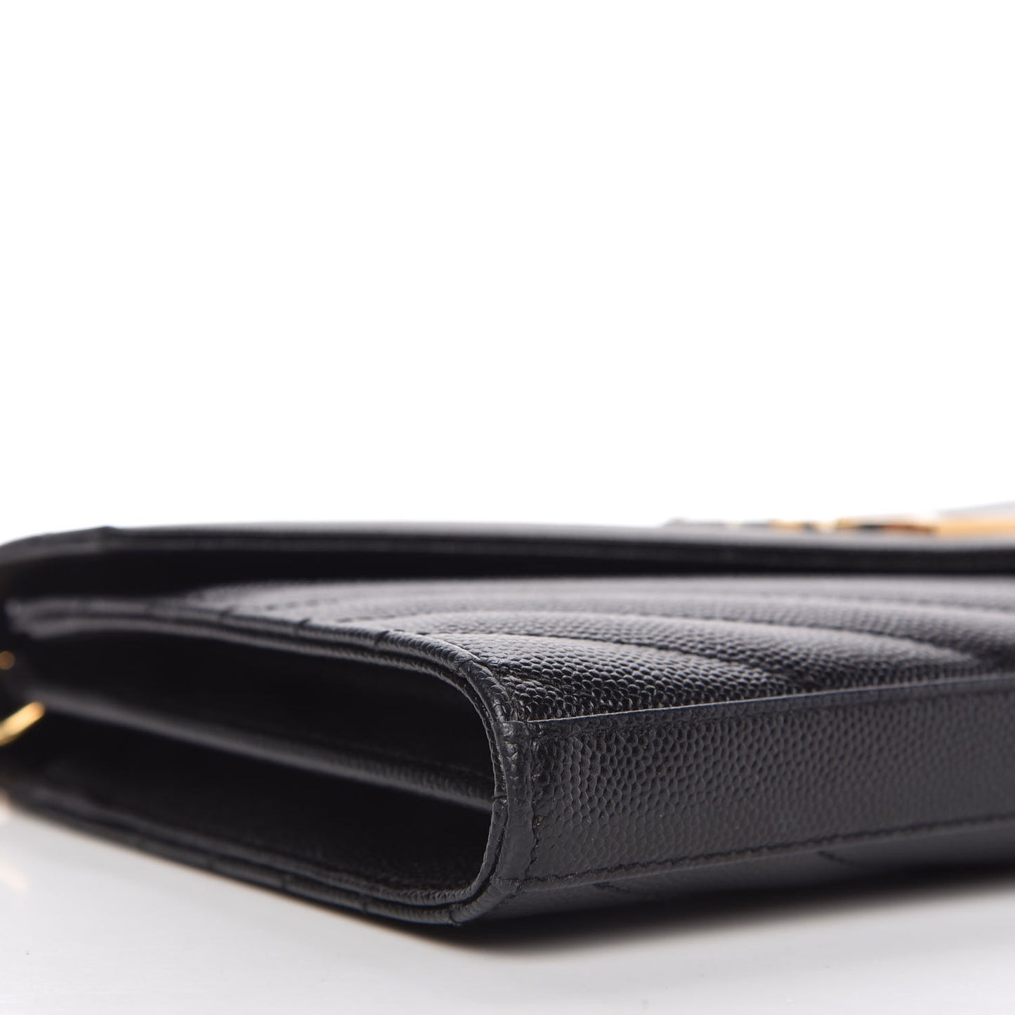 Grain De Poudre Matelasse Chevron Monogram Chain Wallet Black