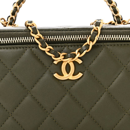 Chanel Lambskin Quilted Pick Me Up Vanity Case Khaki 8 of 11