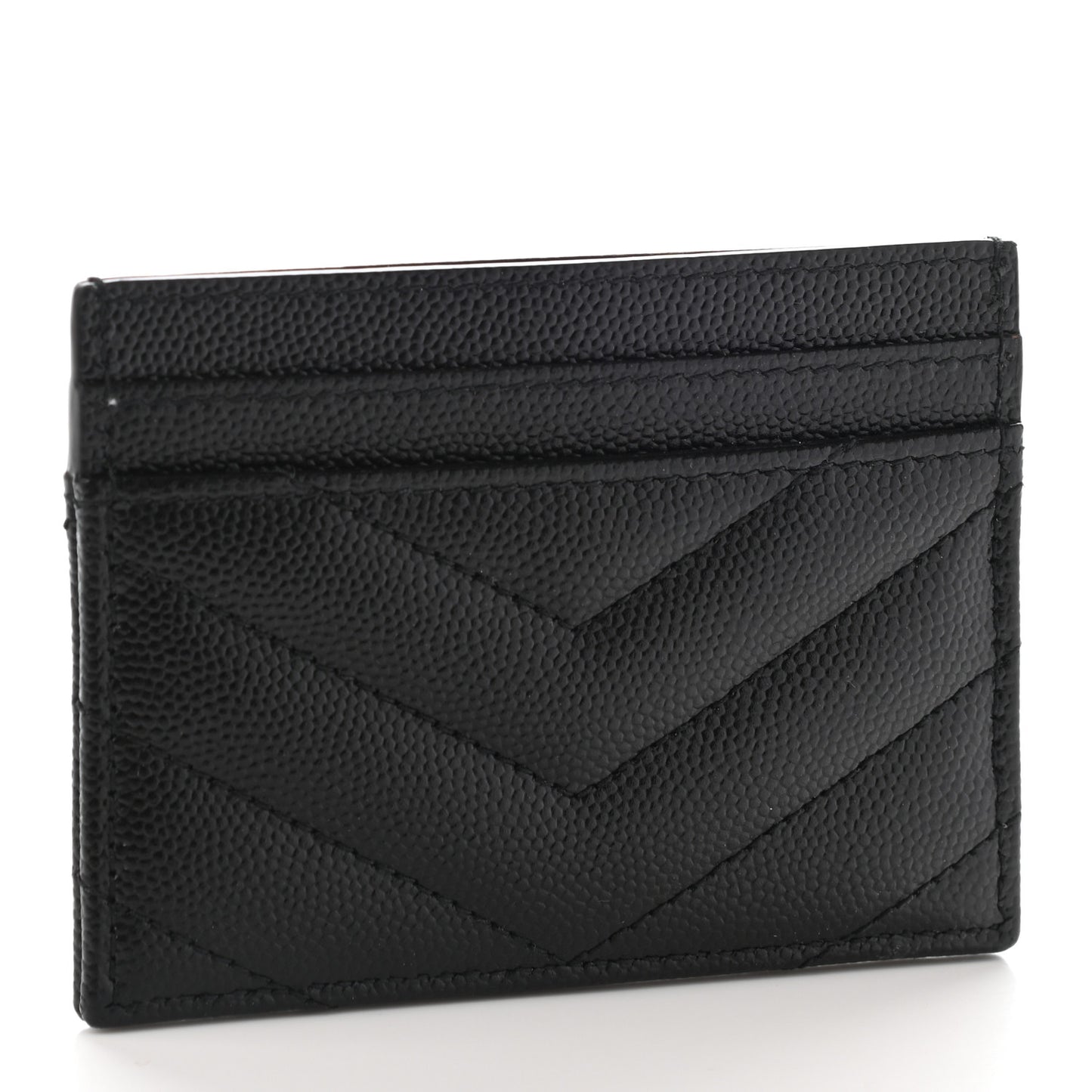 Grain De Poudre Matelasse Chevron Monogram Credit Card Case Black