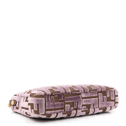 Fendi Velvet Jacquard FF Baguette Pouch Dusty Mauve 4 of 10