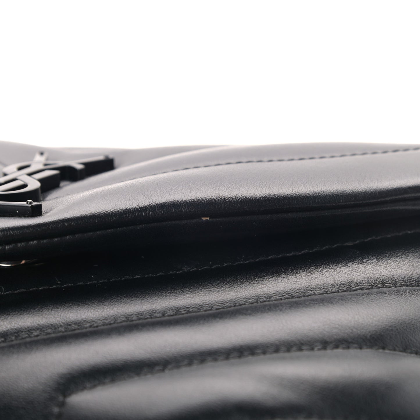 Calfskin Y Quilted Monogram Small Loulou Chain Satchel Black