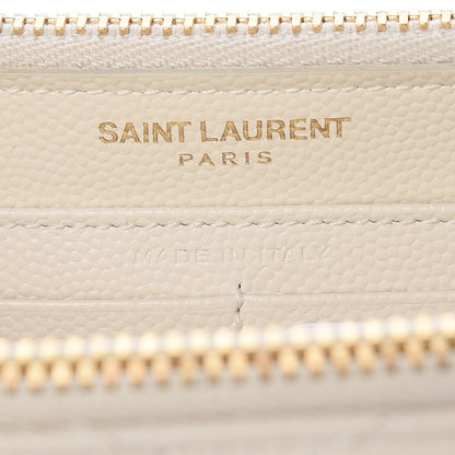 Saint Laurent Grain De Poudre Matelasse Chevron Monogram Double Zip Wallet Porcellana 6 of 7
