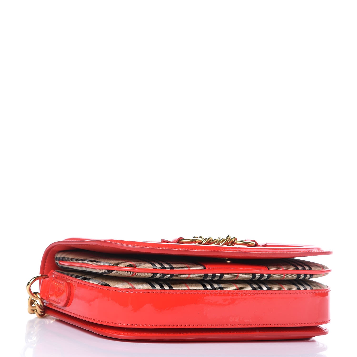 Burberry Patent 1983 Knight Check Link Shoulder Bag Bright Red 4 of 9