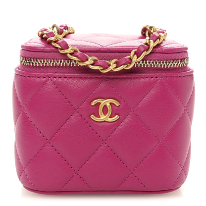 Chanel Lambskin Quilted Pearl Crush Mini Vanity Case With Chain Pink 1 of 10