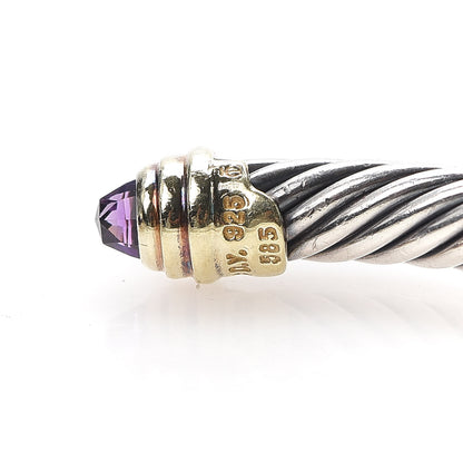 David Yurman Sterling Silver 14K Yellow Gold Amethyst 5mm Cable Classics Petite Color Bracelet 5 of 5