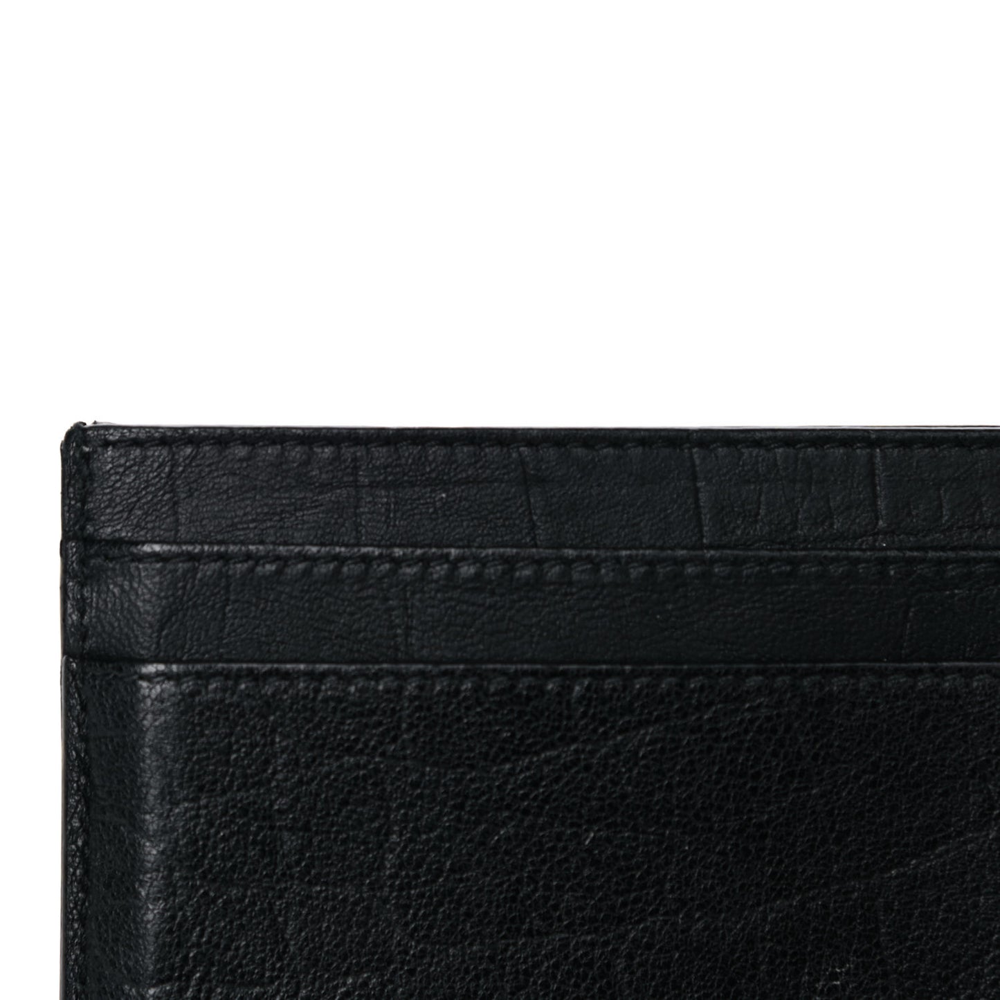 Calfskin Crocodile Embossed Monogram Credit Card Case Black