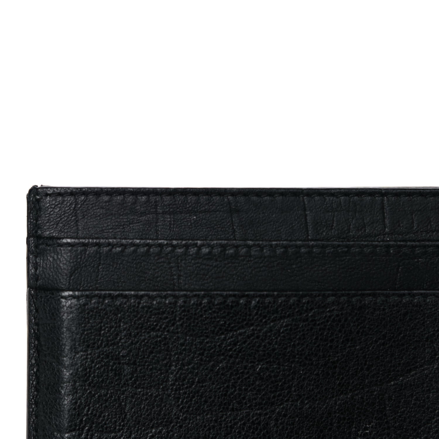 Saint Laurent Calfskin Crocodile Embossed Monogram Credit Card Case Black 11 of 11