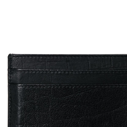 Saint Laurent Calfskin Crocodile Embossed Monogram Credit Card Case Black 11 of 11