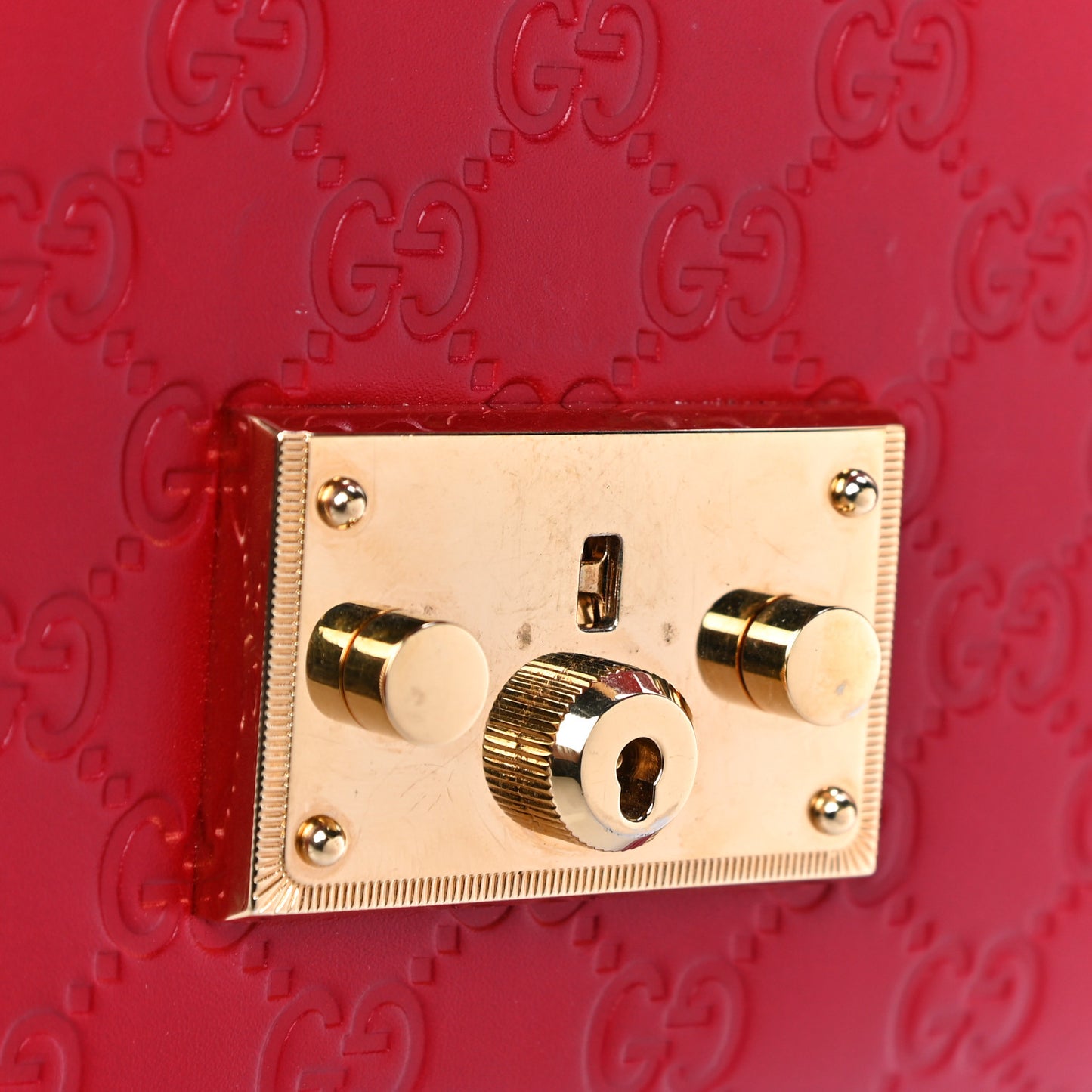 Guccissima Medium Padlock Shoulder Bag Hibiscus Red
