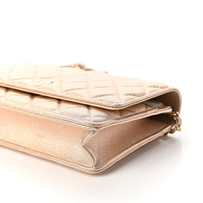 Chanel Metallic Lambskin Quilted Wallet On Chain WOC Gold 7 of 12