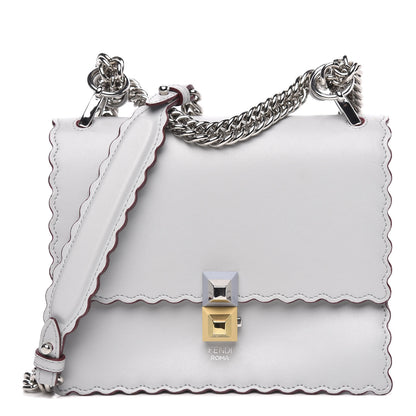 Fendi Vitello Liberty Scalloped Studded Small Kan I Shoulder Bag Grigio Perla 1 of 9