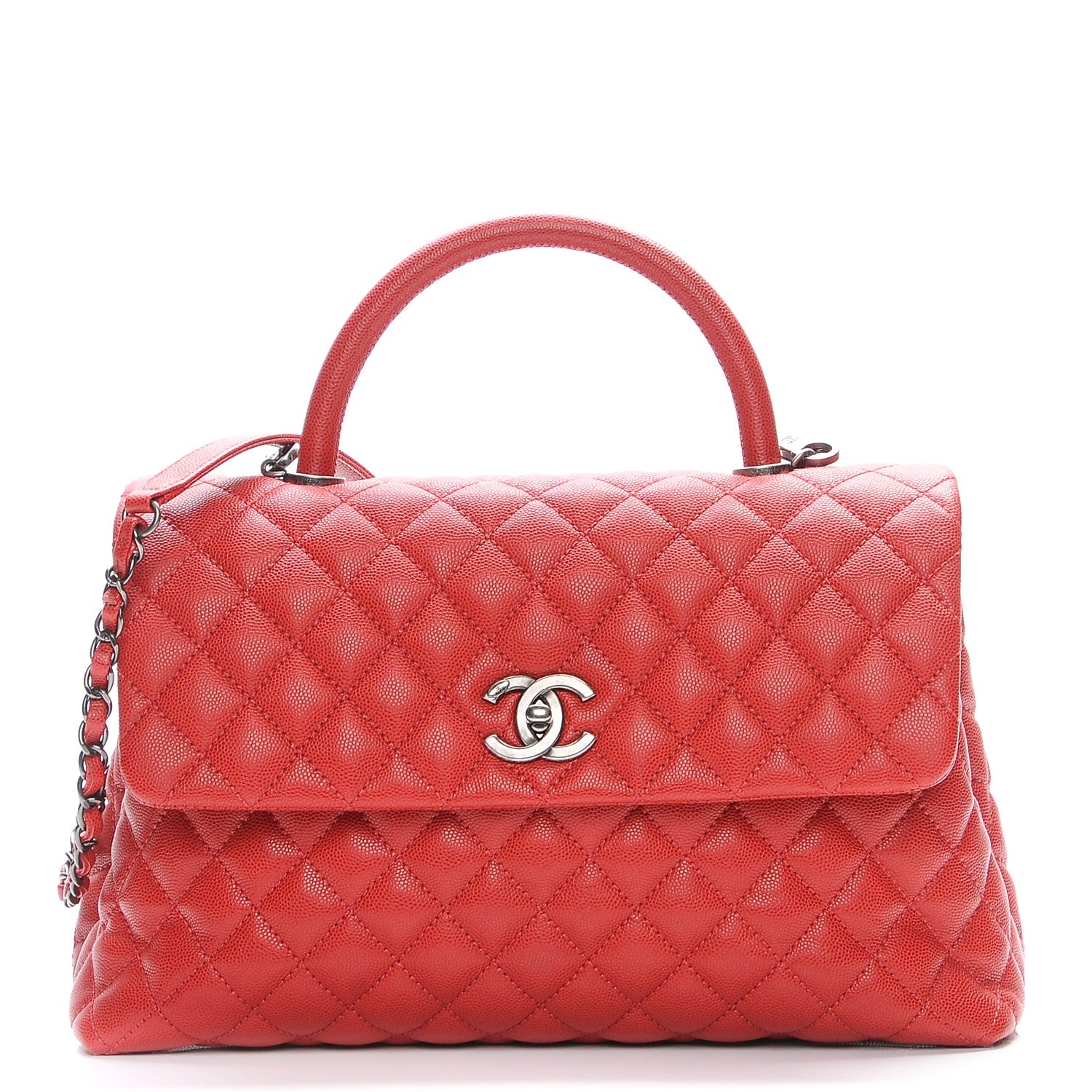 Chanel Caviar Quilted Medium Coco Handle Flap Dark Red 1 of 7