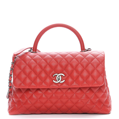 Chanel Caviar Quilted Medium Coco Handle Flap Dark Red 1 of 7