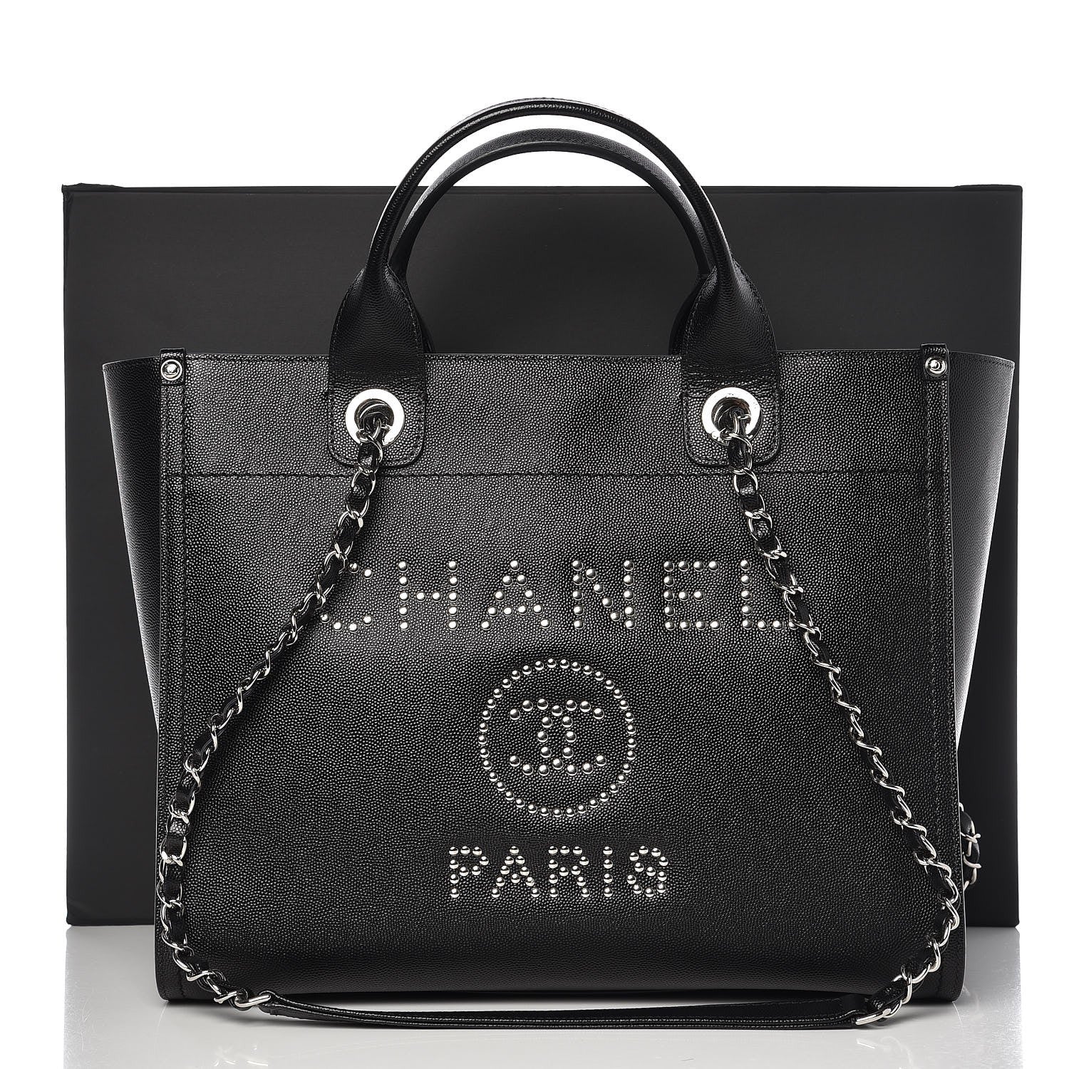 Chanel Caviar Small Studded Deauville Tote Black 8 of 8