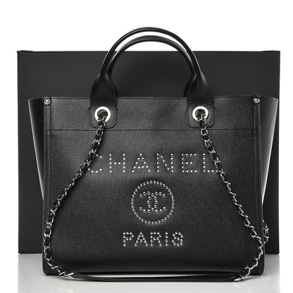 Chanel Caviar Small Studded Deauville Tote Black 8 of 8