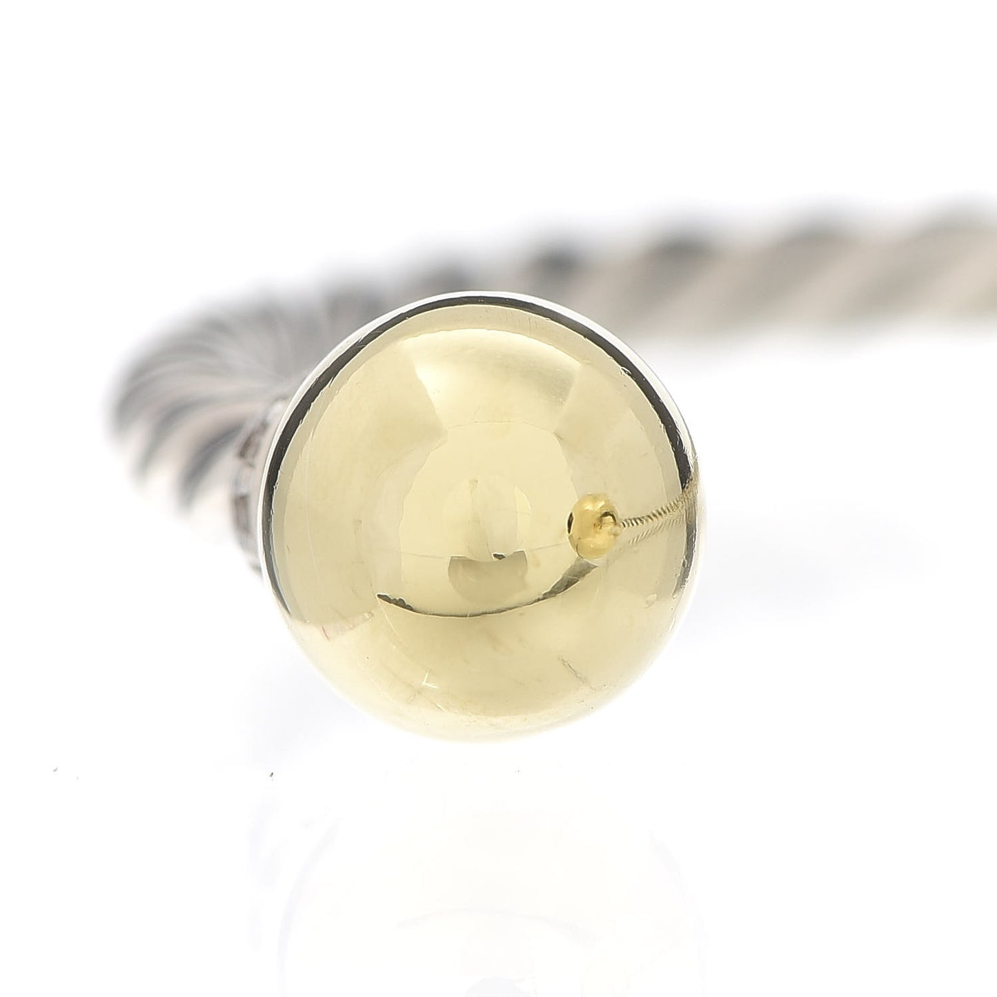 Sterling Silver 18K Yellow Gold Diamond 9mm Solari Bead Bracelet