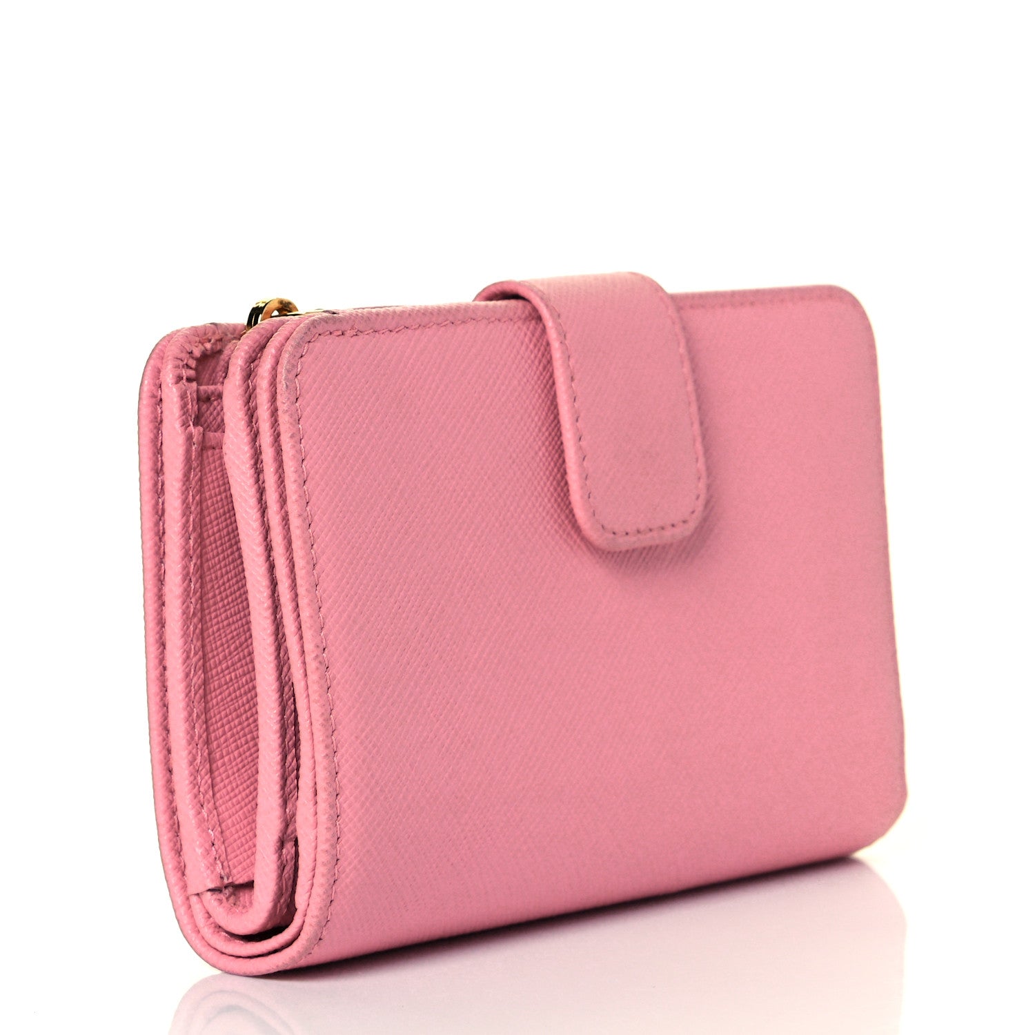 Prada Saffiano Colour Metal Compact Wallet Petalo Peonia 3 of 9