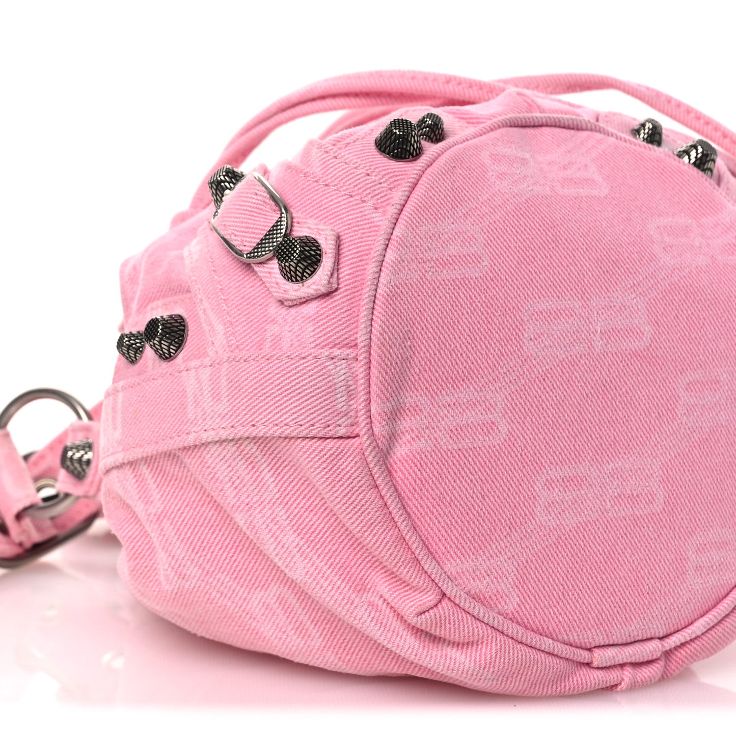 Washed Denim BB Monogram Le Cagole Bucket Bag XS Sweet Pink
