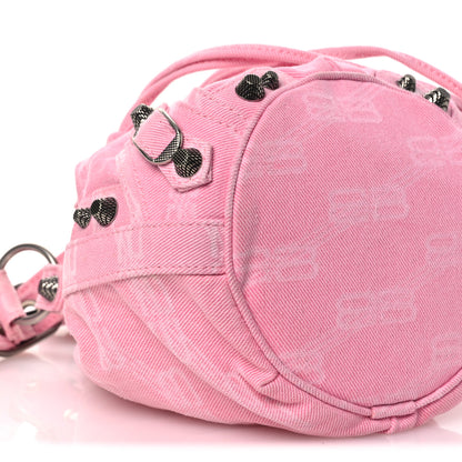 Balenciaga Washed Denim BB Monogram Le Cagole Bucket Bag XS Sweet Pink 10 of 11