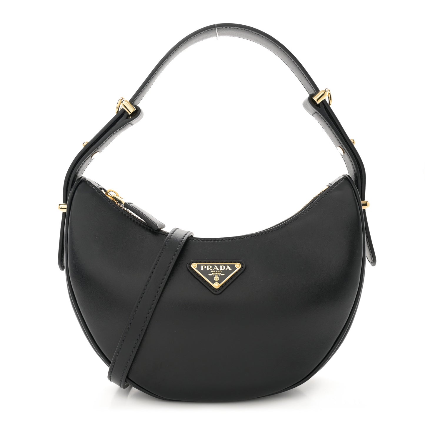 Soft Calfskin Arque Shoulder Bag Black