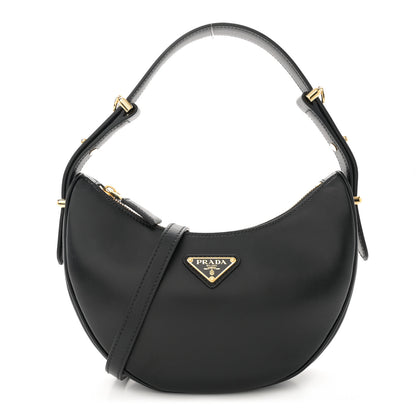 Prada Soft Calfskin Arque Shoulder Bag Black 1 of 9