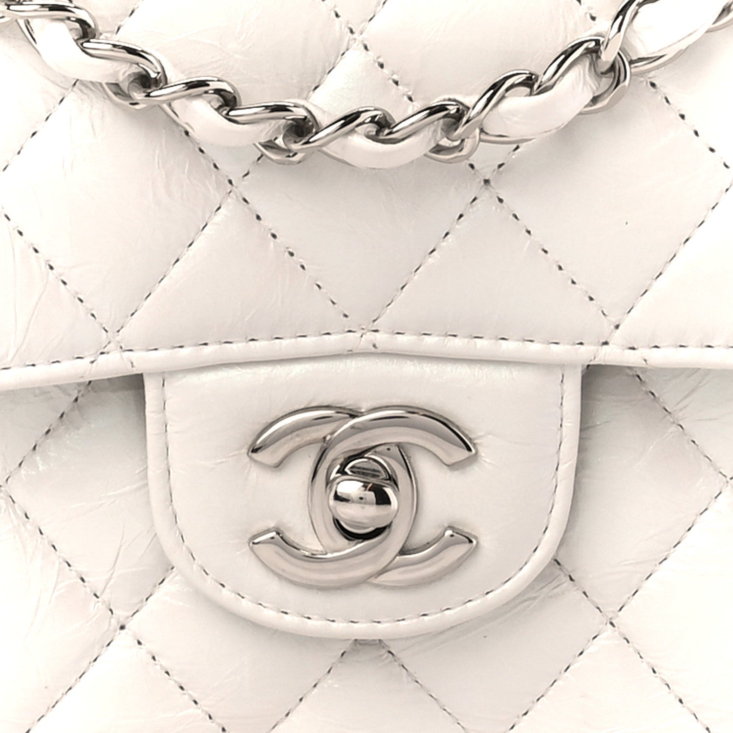 Chanel Iridescent Crumpled Calfskin Quilted Medium Double Flap White 9 of 12