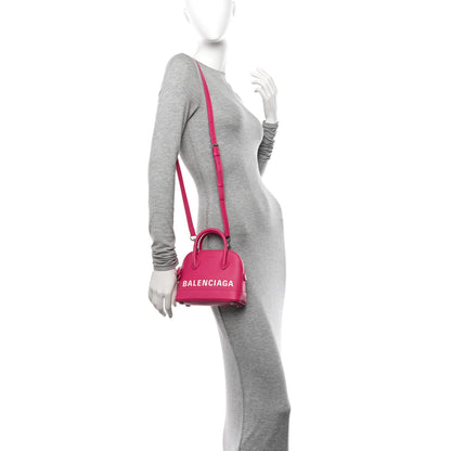 Balenciaga Grained Calfskin Logo XXS Ville Top Handle Bag Violet White 2 of 11