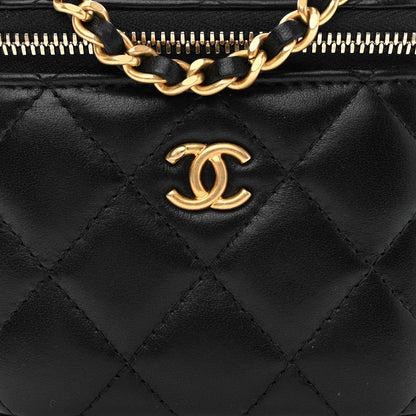Chanel Lambskin Quilted Mini Pearl Crush Vanity Case With Chain Black 10 of 10