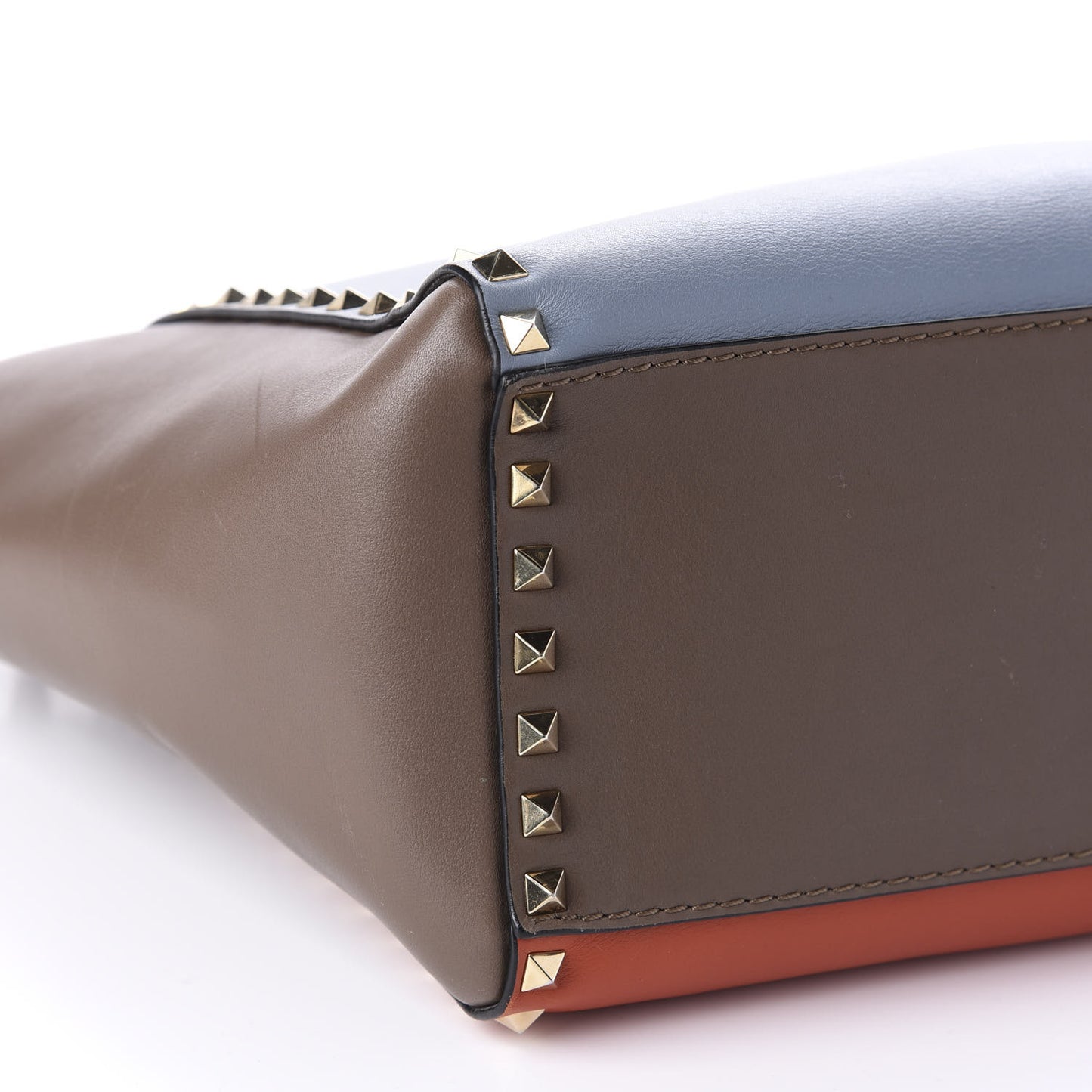 Vitello Colorblock Rockstud Double Handle Tote Multicolor