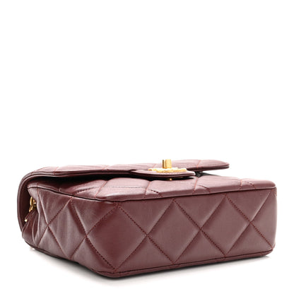Chanel Lambskin Quilted Mini Logo Square Flap Burgundy 3 of 10