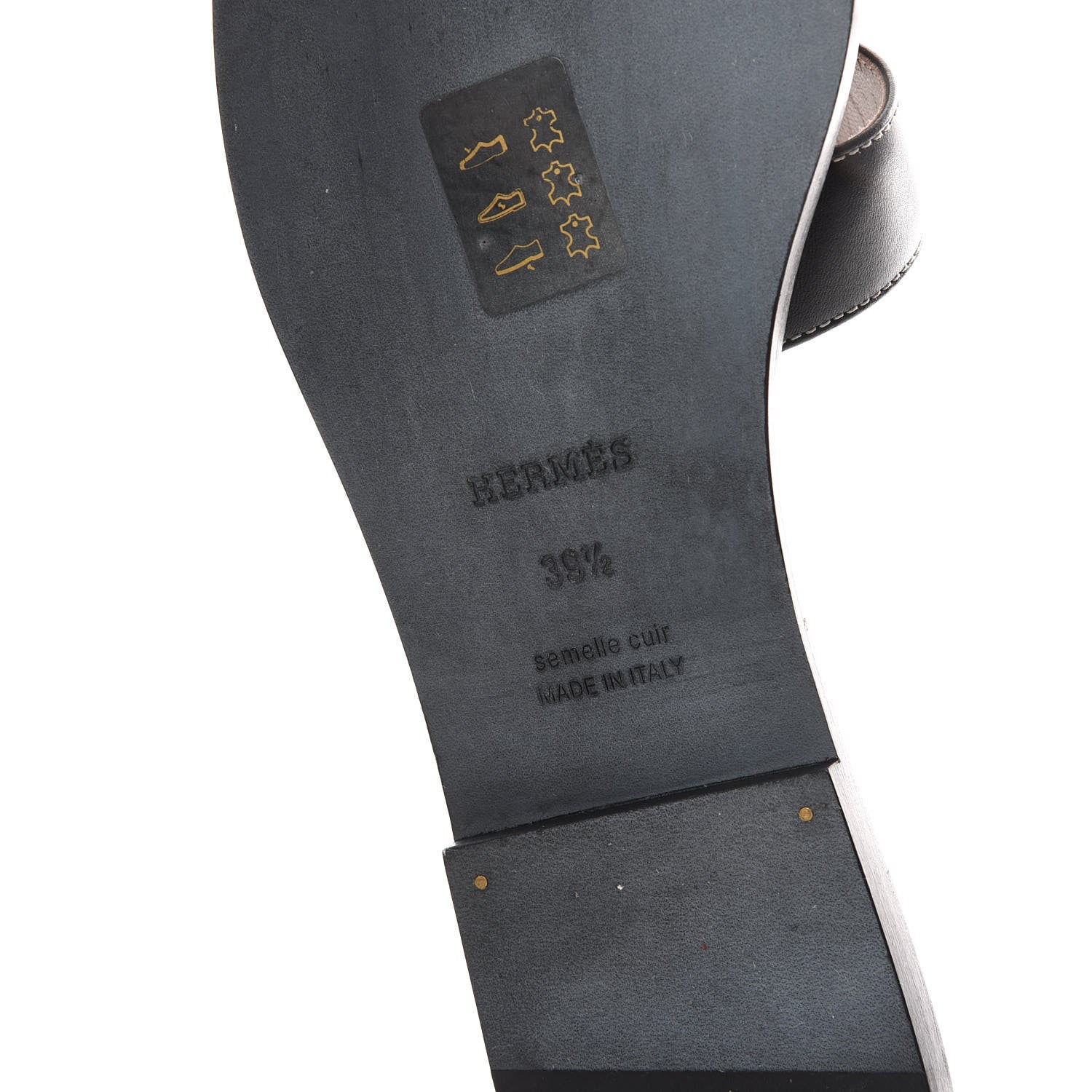 Hermes Box Calfskin Oran Sandals 39.5 Black 6 of 9