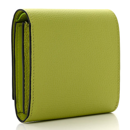 Loewe Pebble Grain Calfskin Anagram Compact Flap Wallet Lime Green 3 of 6