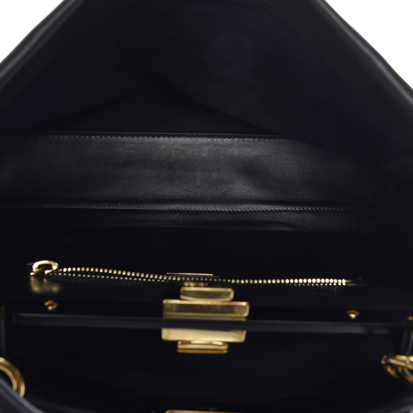 Vitello Seta Shiny Nappa Large Peekaboo Iconic Satchel Black